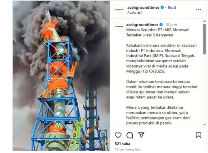 kebakaran menara scrubber imip